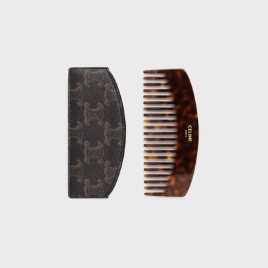 celine comb in case|Curved hair comb with case in Triomphe Canvas.